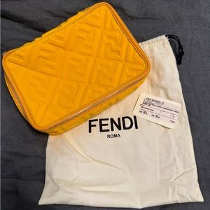 Fendi Embossed Fabric/Lamb Leather Travel Case